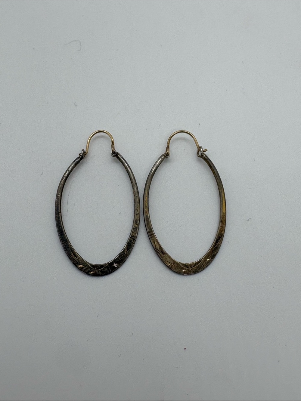 Vintage 10k Gold hook & Bond Boyd Sterling oval hoops